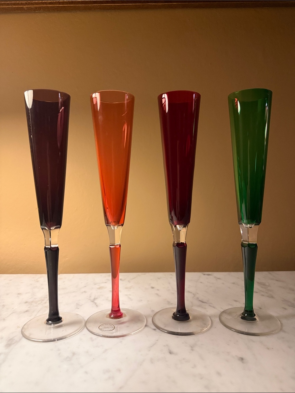 Movado multi colored Stem Hand-Made Champagne Flute